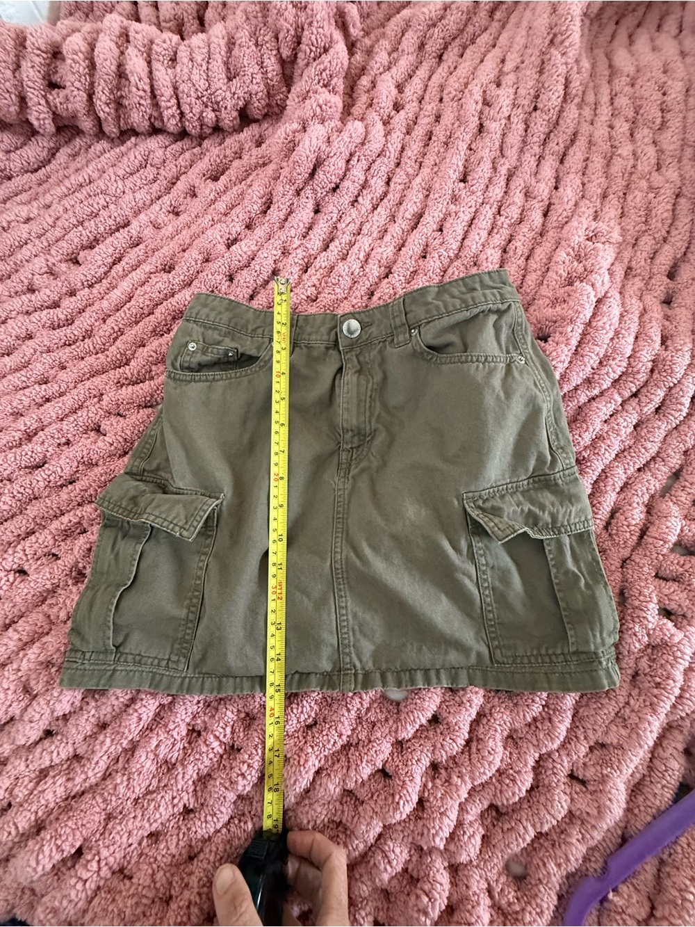 Y2K H&M Divided Olive Green Cotton Utility Cargo Mini Skirt Size 4 Streetwear
